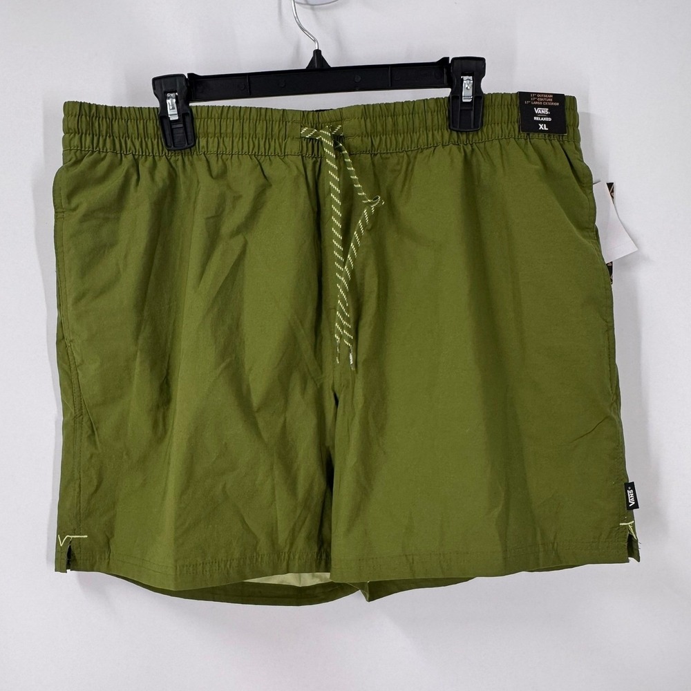 Vans Men Primary Solid Elastic Boardshorts Green Relaxed Fit‎ XL 17" Shorts NWT